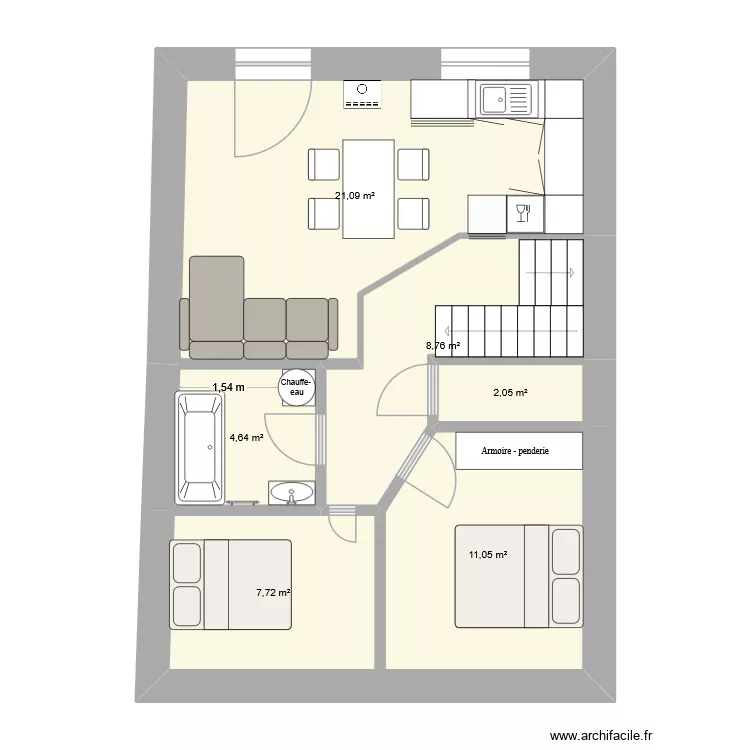 Breziers V4. Plan de 6 Pièces et 55 m² Breziers V4. Plan de 6 Pièces et 55 m²