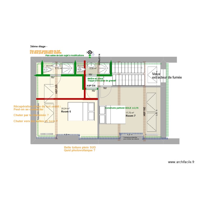 FERME. Plan de 35 pièces et 316 m2