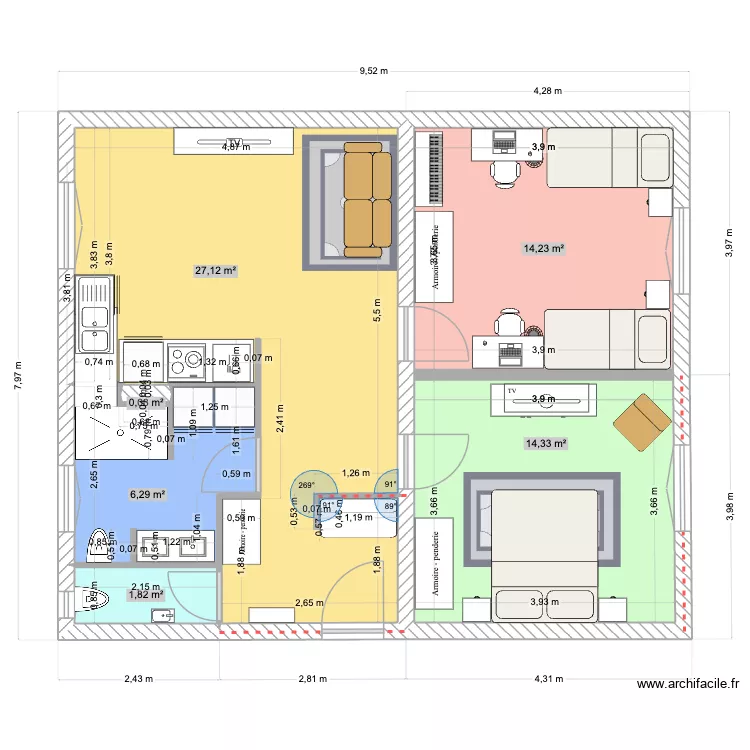 sevres6. Plan de 6 Pièces et 64 m²