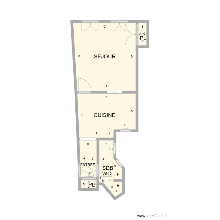 7 MAISON CARREPLOMB. Plan de 6 pièces et 19 m2