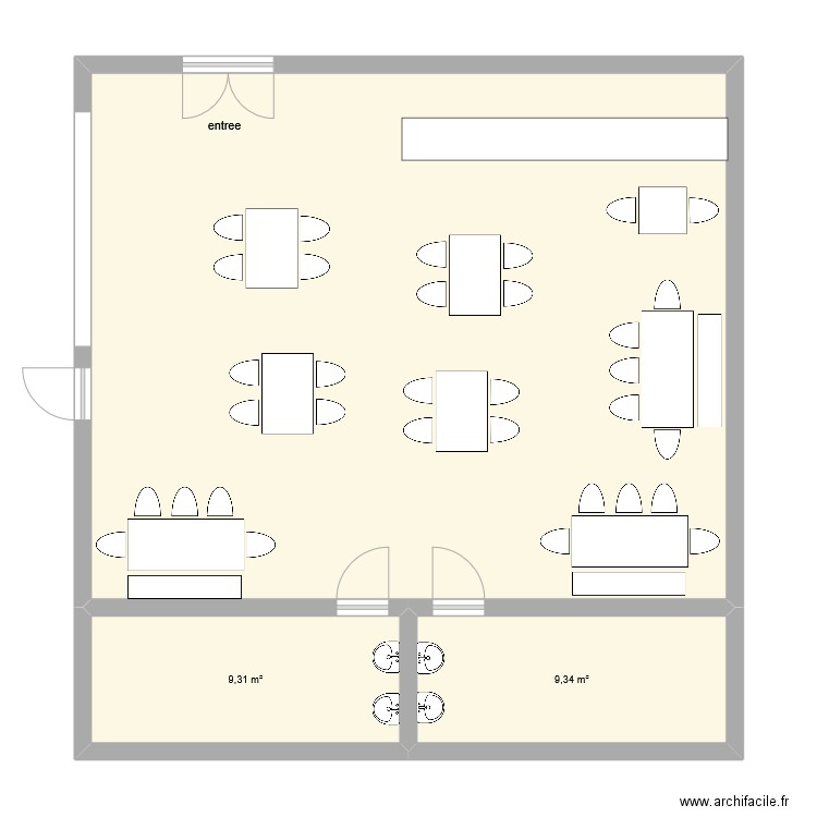 plan restaurant. Plan de 3 pièces et 98 m2