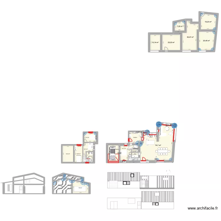 La Massonni&egrave;re 4. Plan de 32  et 354 m²