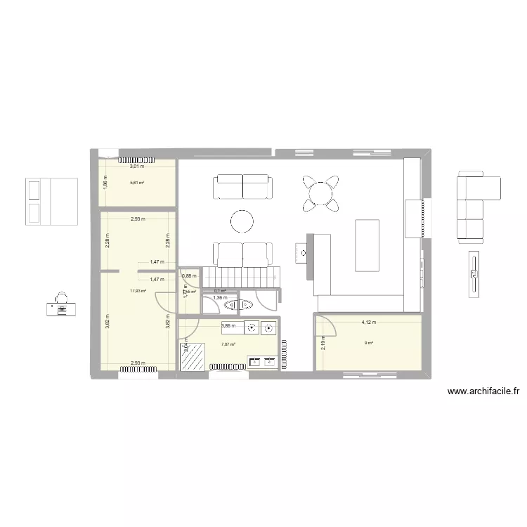 nouveau. Plan de 6  et 42 m²