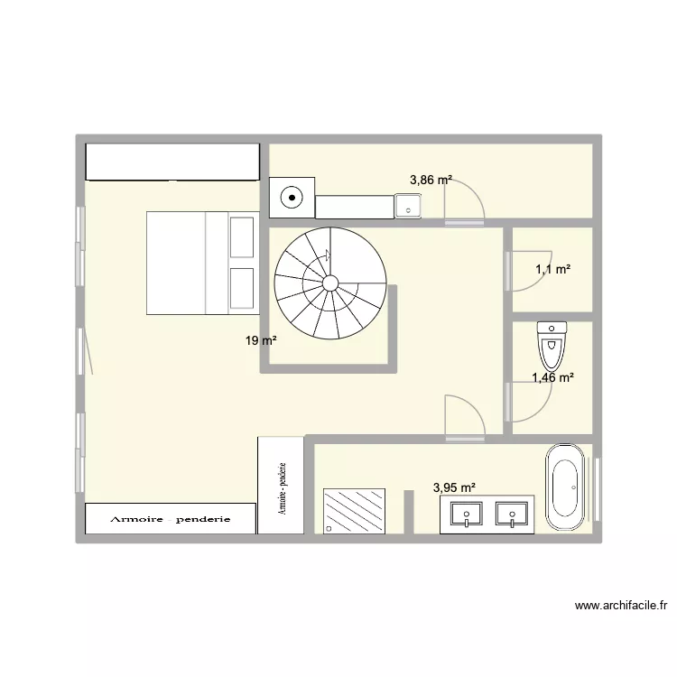 Etage N-1. Plan de 5  et 29 m²
