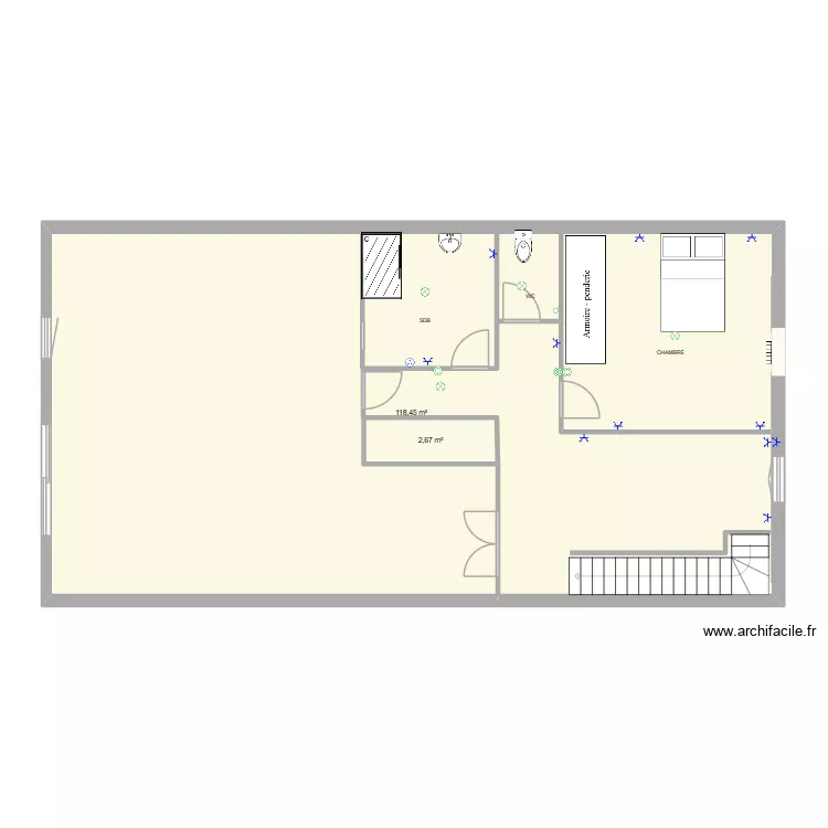 MAISON CREHANGE (3). Plan de 2  et 121 m²