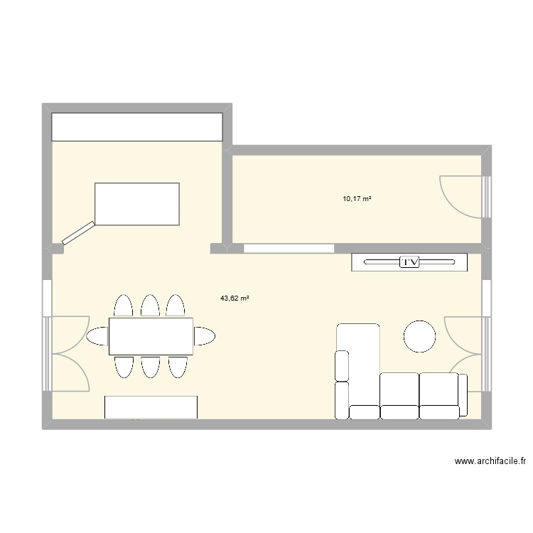 Maison HL. Plan de 2 pièces et 54 m2