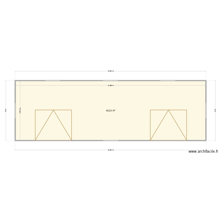 grainerie avec fenetre. Plan de 1 pièce et 49 m2