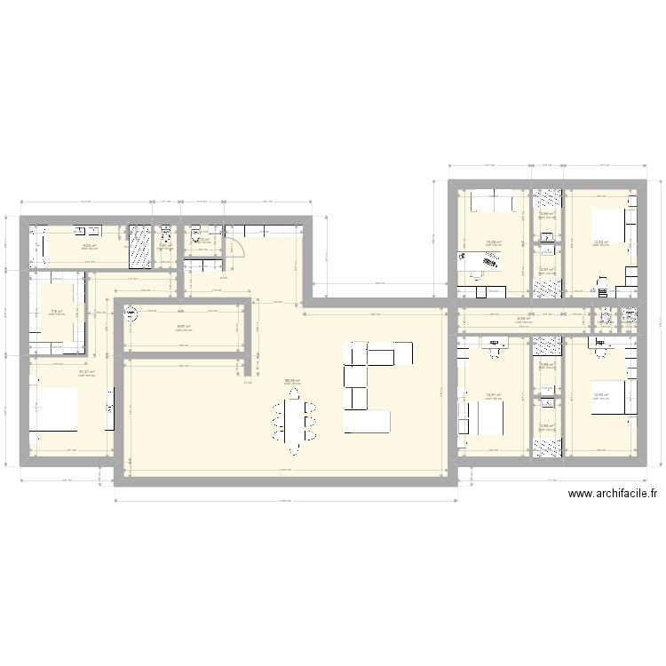 MAISON F6 T. Plan de 18 pièces et 223 m2