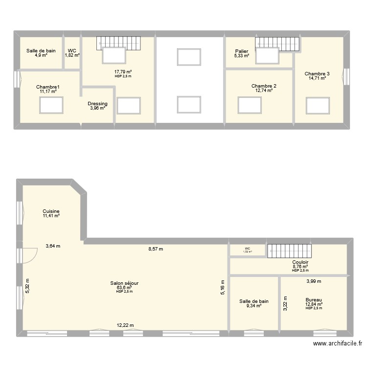 Frison. Plan de 17 pièces et 204 m2
