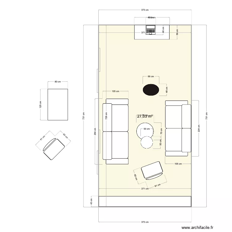 salle &agrave; manger. Plan de 