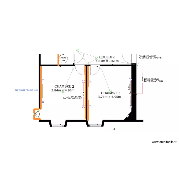 de cherge Chambre. Plan de 