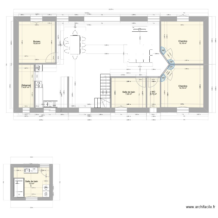 maison courson les carrières. Plan de 6 pièces et 49 m2
