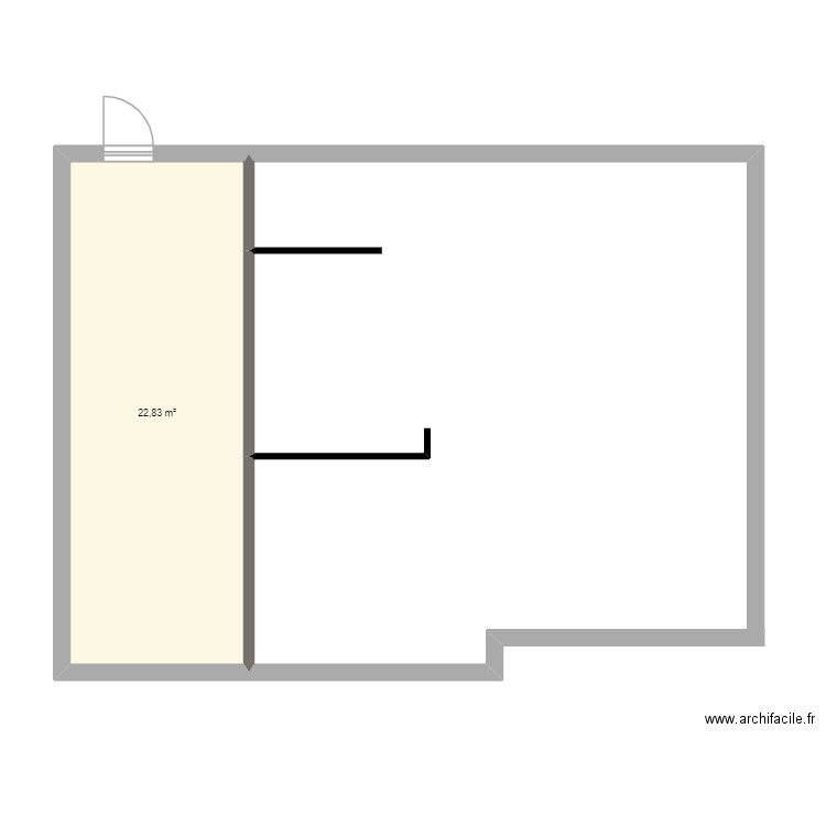 labt. Plan de 1 pièce et 23 m2