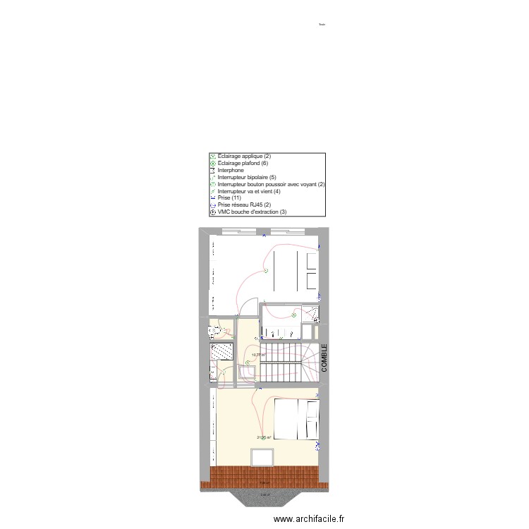 ELEC F, CHELEA MANSARDE. Plan de 2 pièces et 32 m2