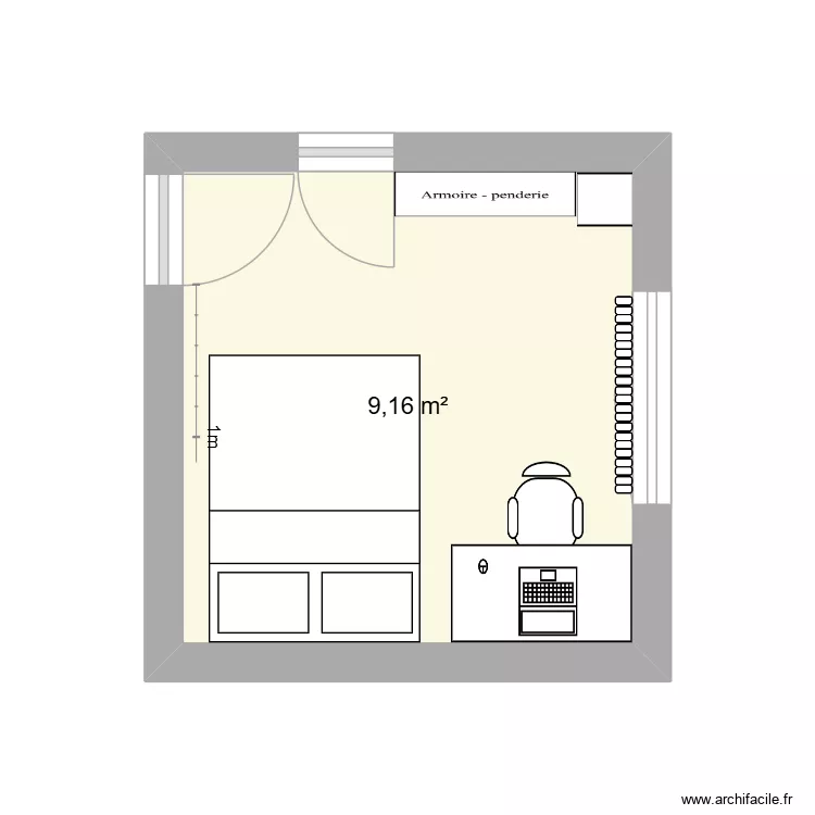 essai 1. Plan de 1  et 9 m²