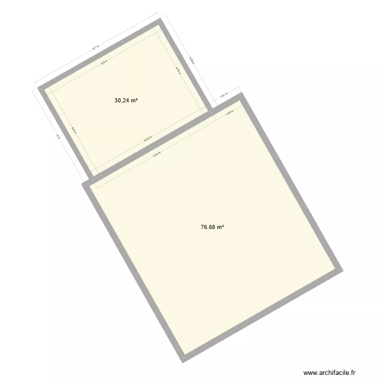 plan du garage avec cote. Plan de 2  et 107 m²