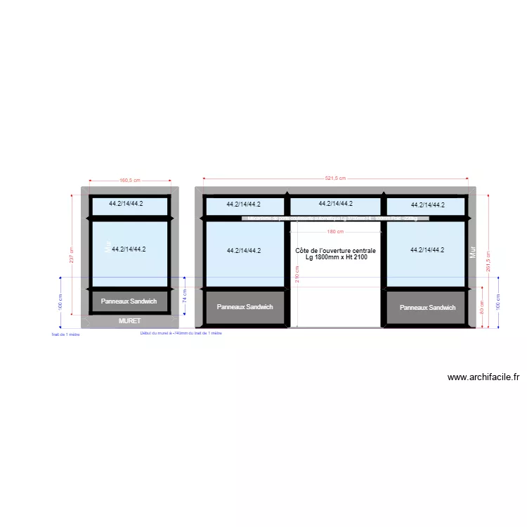 Etude de facade Boeuf tricolore n°4. Plan de 12 et 16 m² Etude de facade Boeuf tricolore n°4. Plan de 12 et 16 m²