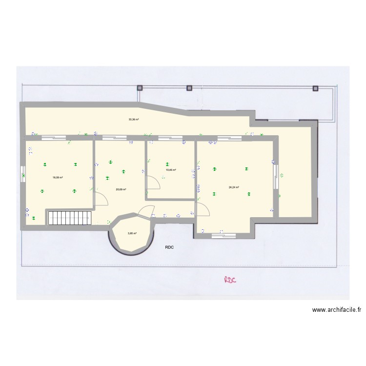 ASSAS SURELEVATION 80m2. Plan de 6 pièces et 111 m2