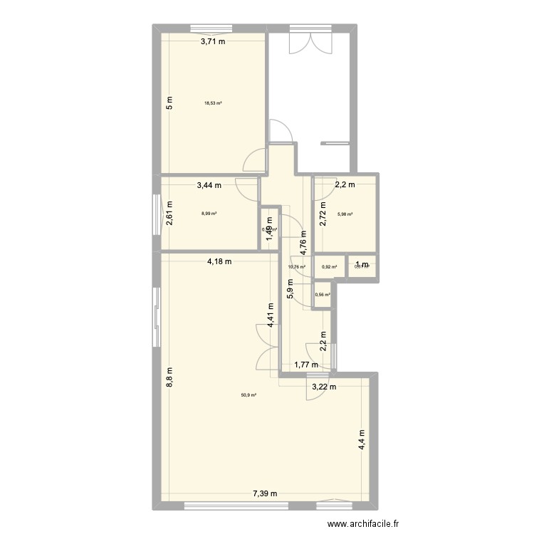 ANV1. Plan de 9 pièces et 98 m2