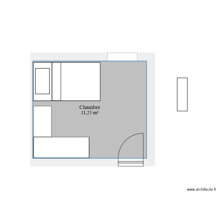 Chambre Quentin. Plan de 1 pièce et 11 m2