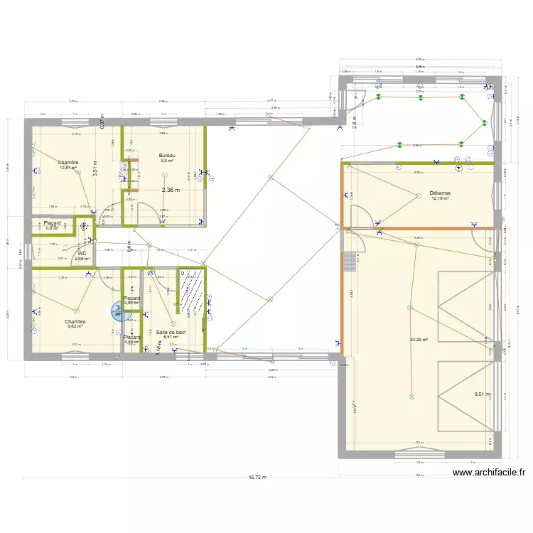 Muzillac electrique. Plan de 10 pièces et 97 m²