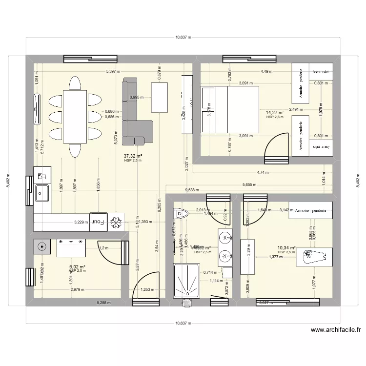 MAISON CONCA. Plan de 5 pièces et 75 m²