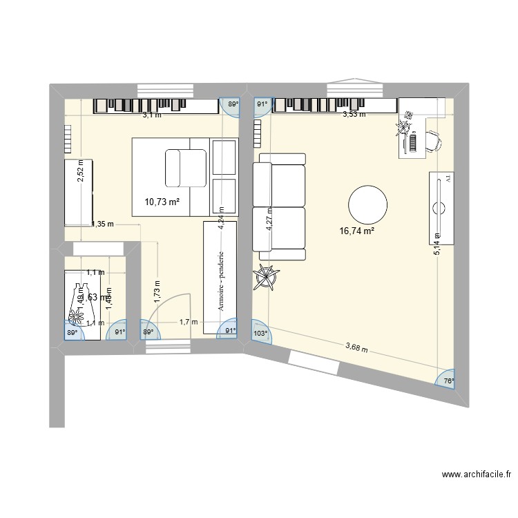 APPART SAINT MAU. Plan de 3 pièces et 29 m2