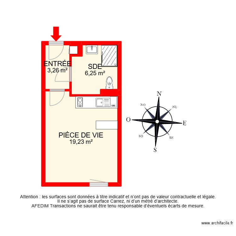 BI 27198. Plan de 6 pièces et 42 m2