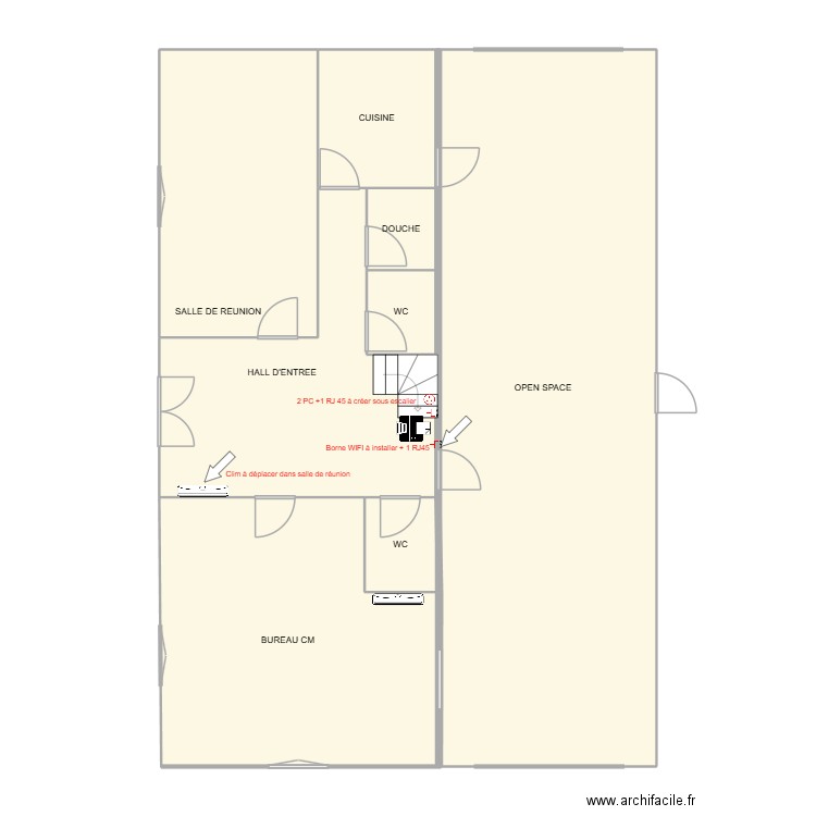 RDC. Plan de 8 pièces et 143 m2