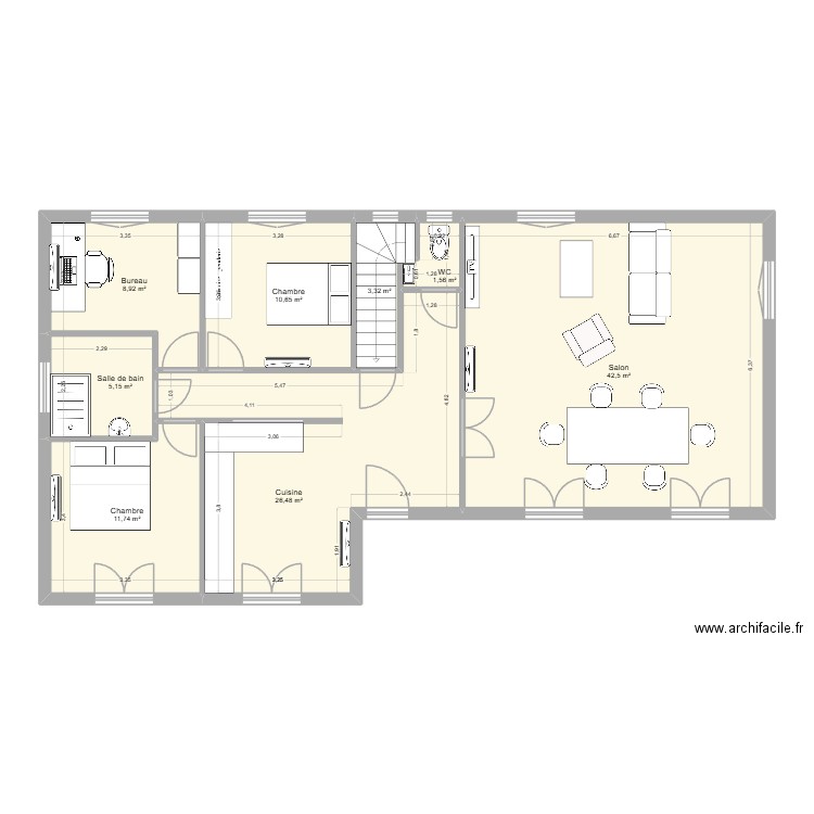 Biol. Plan de 8 pièces et 110 m2