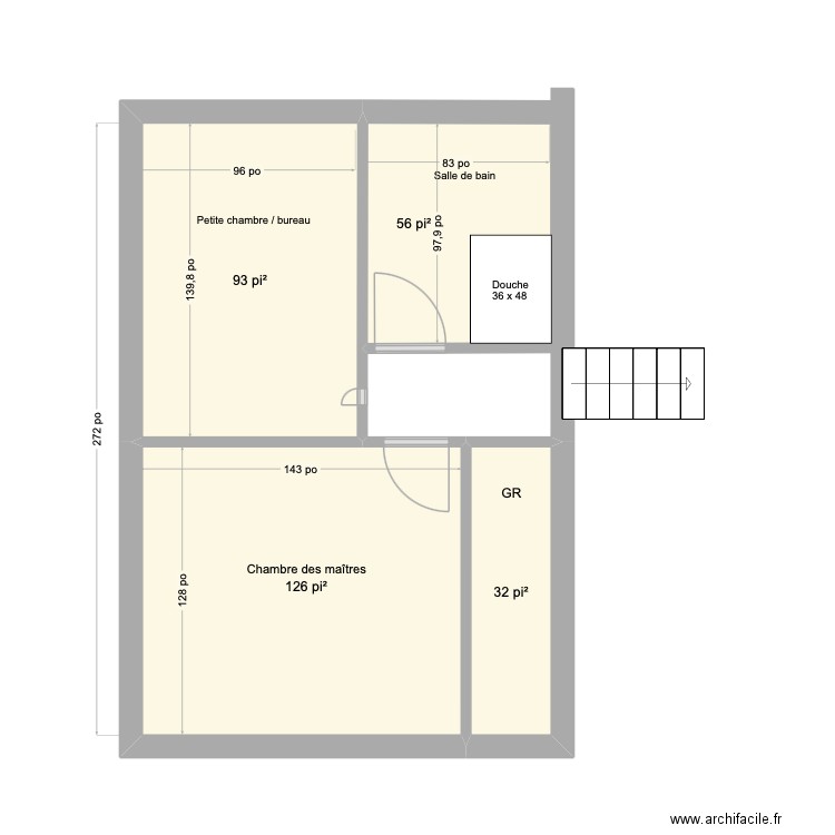 Étage. Plan de 4 pièces et 29 m2