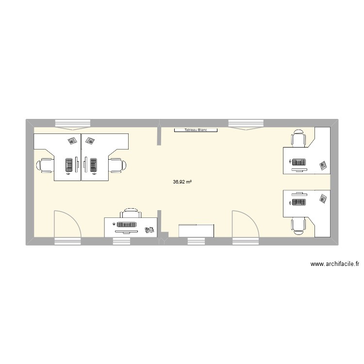 bureau new dg. Plan de 1 pièce et 37 m2