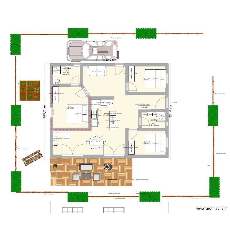 Maison Cameroun . Plan de 6 pièces et 85 m2
