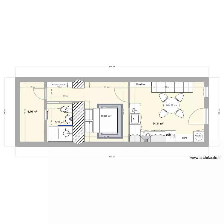 C&eacute;line & Pierre - SAPARELLO. Plan de 4 pièces et 33 m²