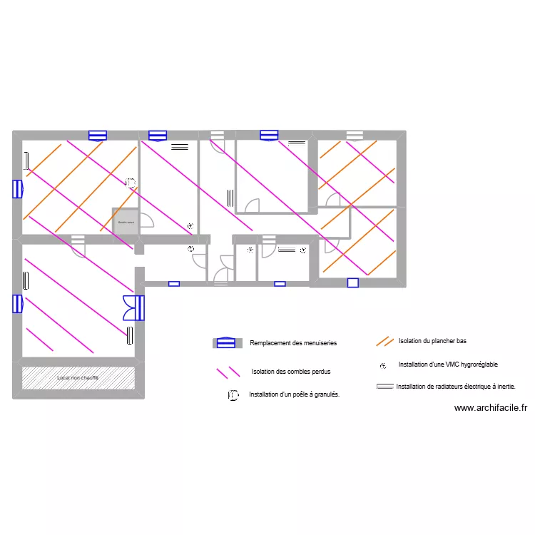 Plan sc&eacute; 3 ROUBINET. Plan de 6  et 150 m²