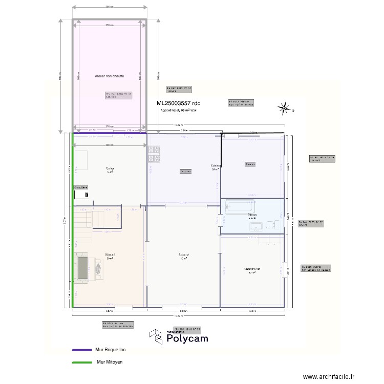 ML25003557 rdc. Plan de 1 pièce et 22 m2