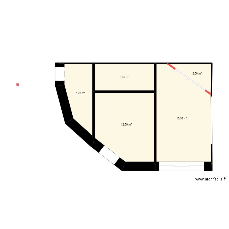 plan dalle posée. Plan de 5 pièces et 41 m2