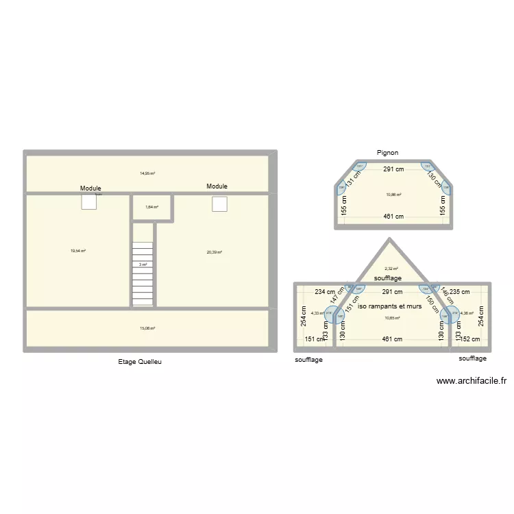 Qeulleu etage. Plan de 