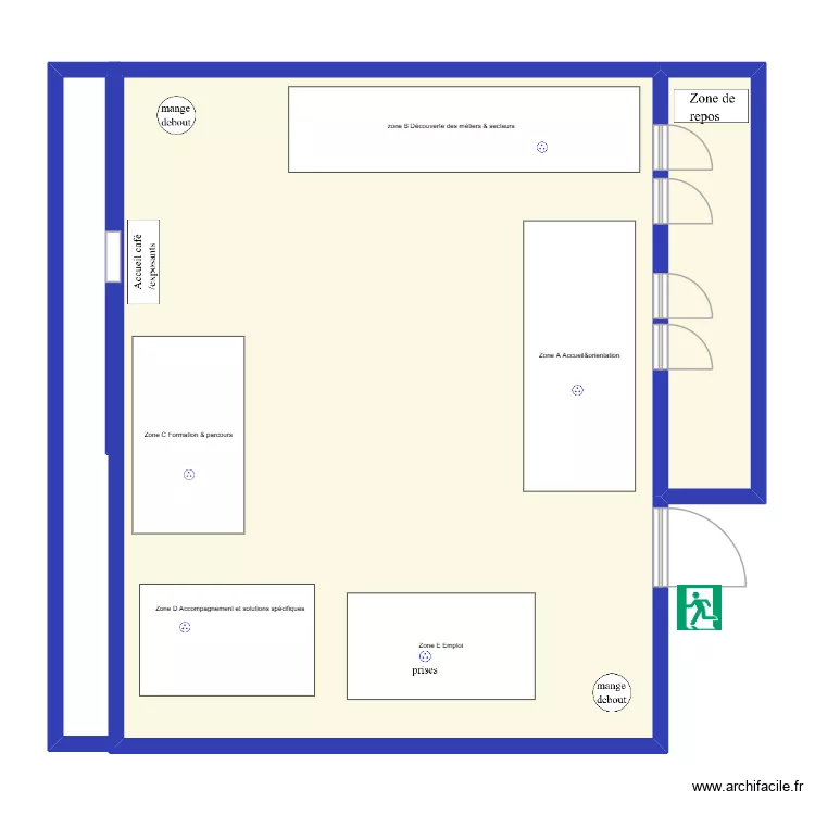 gymnase J-L  Moulin Evry/forum. Plan de 2  et 123 m²
