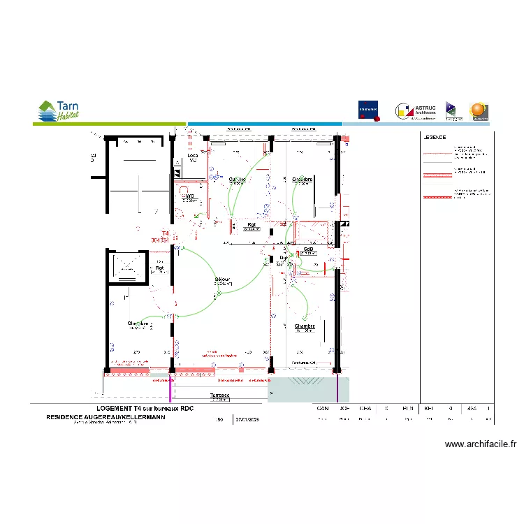 T4 sur bureaux RDC. Plan de 