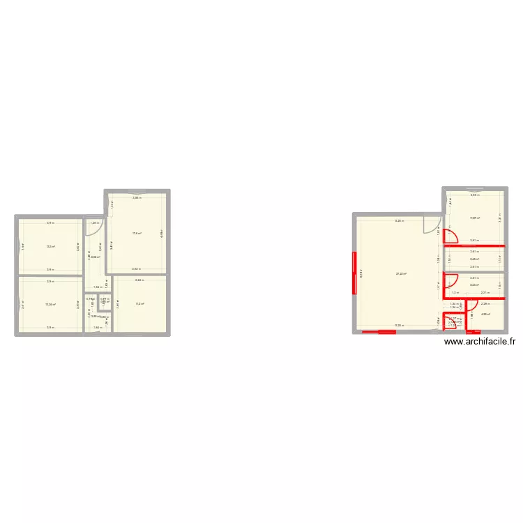 Plan maison EDL. Plan de 13  et 131 m²