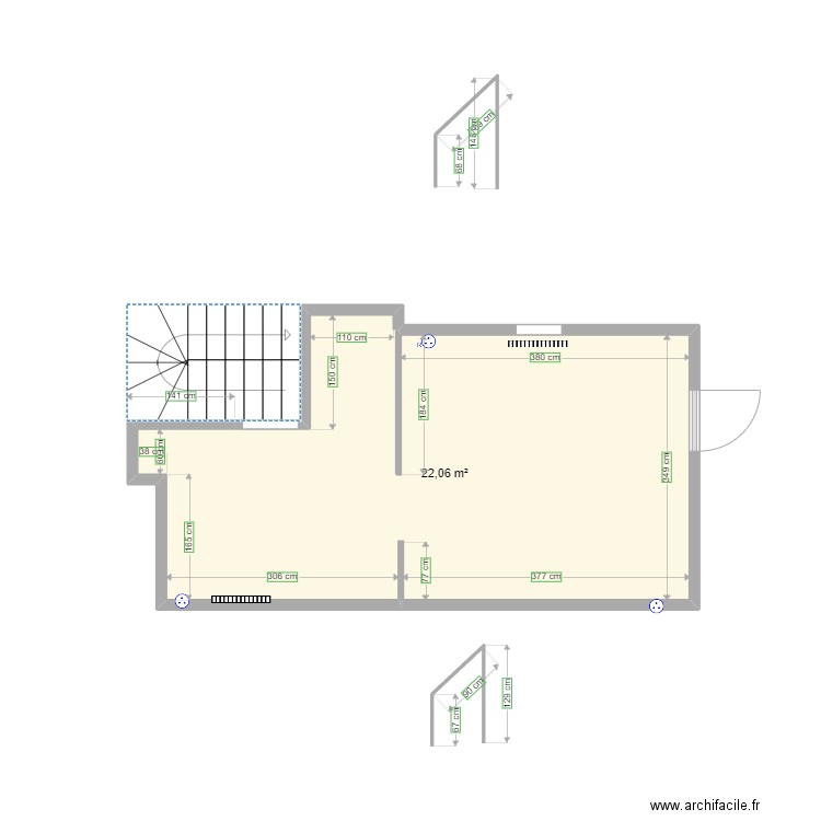 grenier3. Plan de 1 pièce et 22 m2