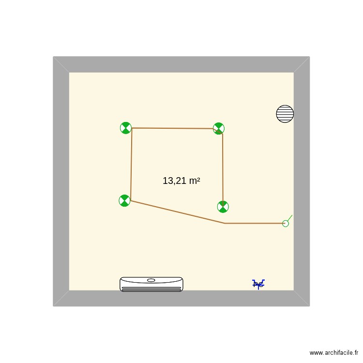 test. Plan de 1 pièce et 13 m2