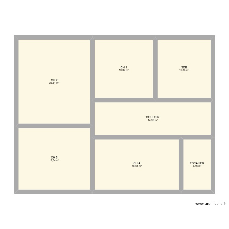 Projet DEAU. Plan de 7 pièces et 103 m2