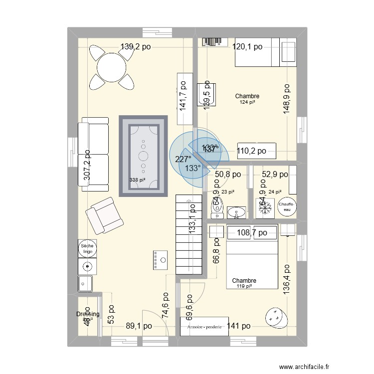 sous-sol. Plan de 6 pièces et 59 m2