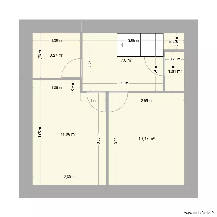 Guillaumette &eacute;tage. Plan de 5  et 34 m²
