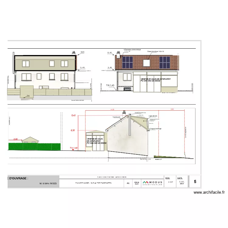 facade. Plan de 3  et 18 m²