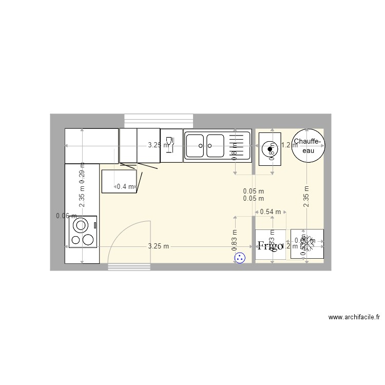 Cuisine 2(2). Plan de 1 pièce et 10 m2