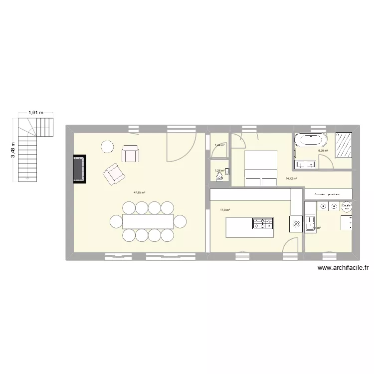 Maison avec garage. Plan de 7 et 97 m² Maison avec garage. Plan de 7 et 97 m²