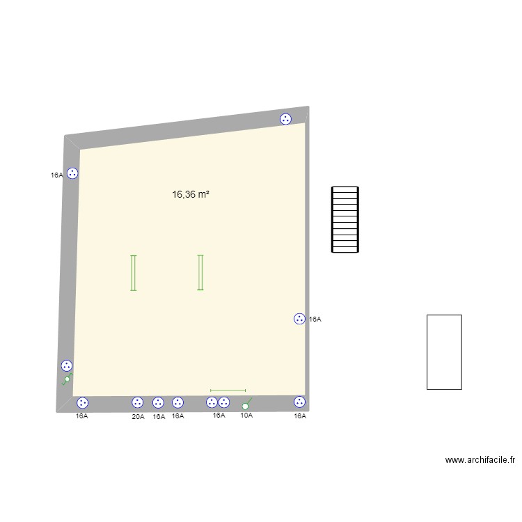 elec cuisine Nanou. Plan de 1 pièce et 16 m2